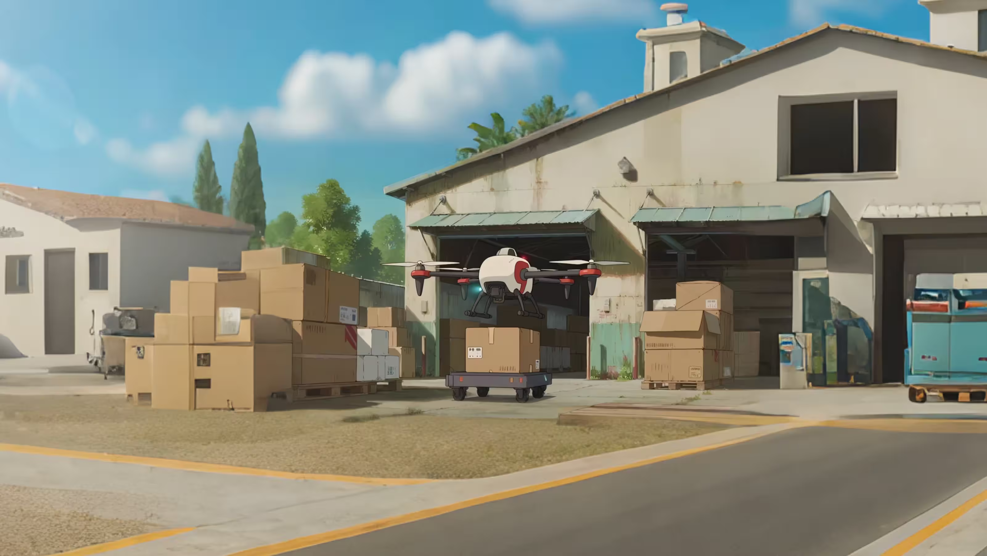 24/7 Autonomous Transfer for Scattered Warehouses in Large Logistics Parks